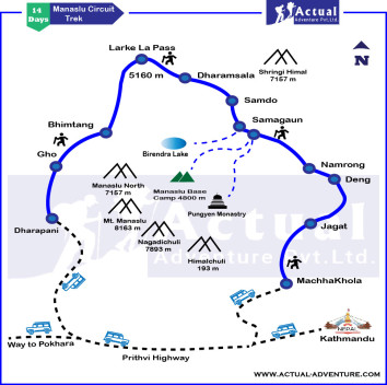 Manaslu Circuit Trek Map