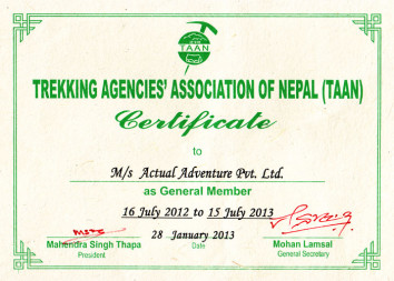 TAAN Membership Certificate