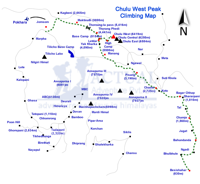Route map for Chulu East Peak Climbing